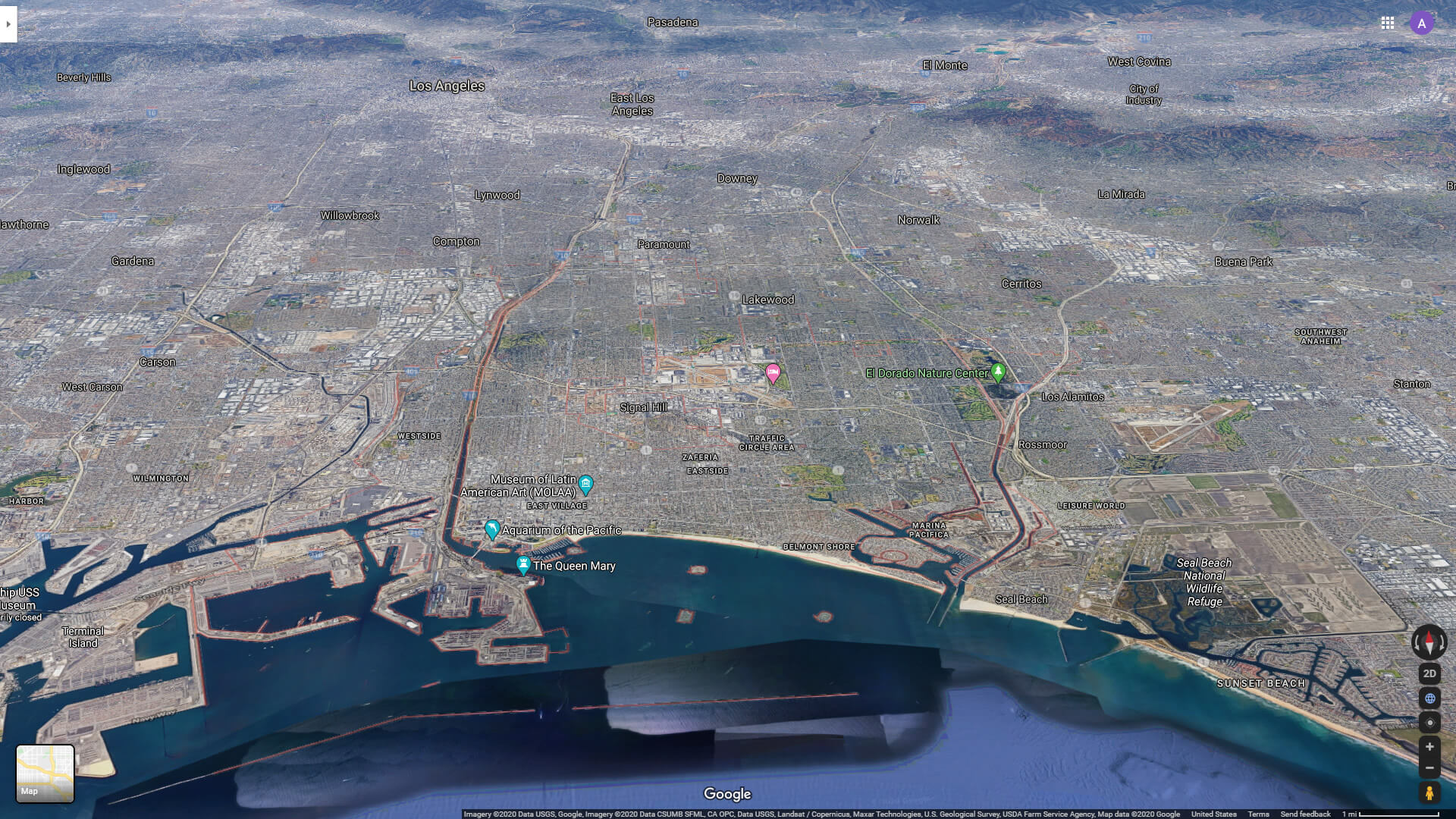 Long Beach Aerial View Map
